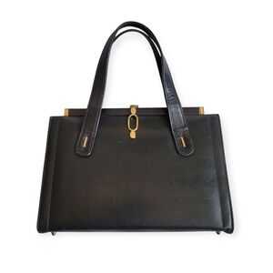 Elegant Vintage Structured Black Leather Handbag